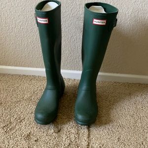 Green hunter rain boots